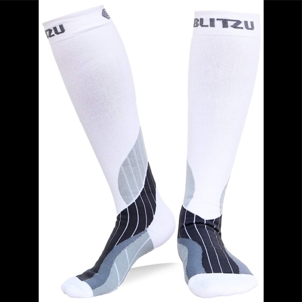 Blitzu Sz Sml/Med Compression Socks White UNISEX